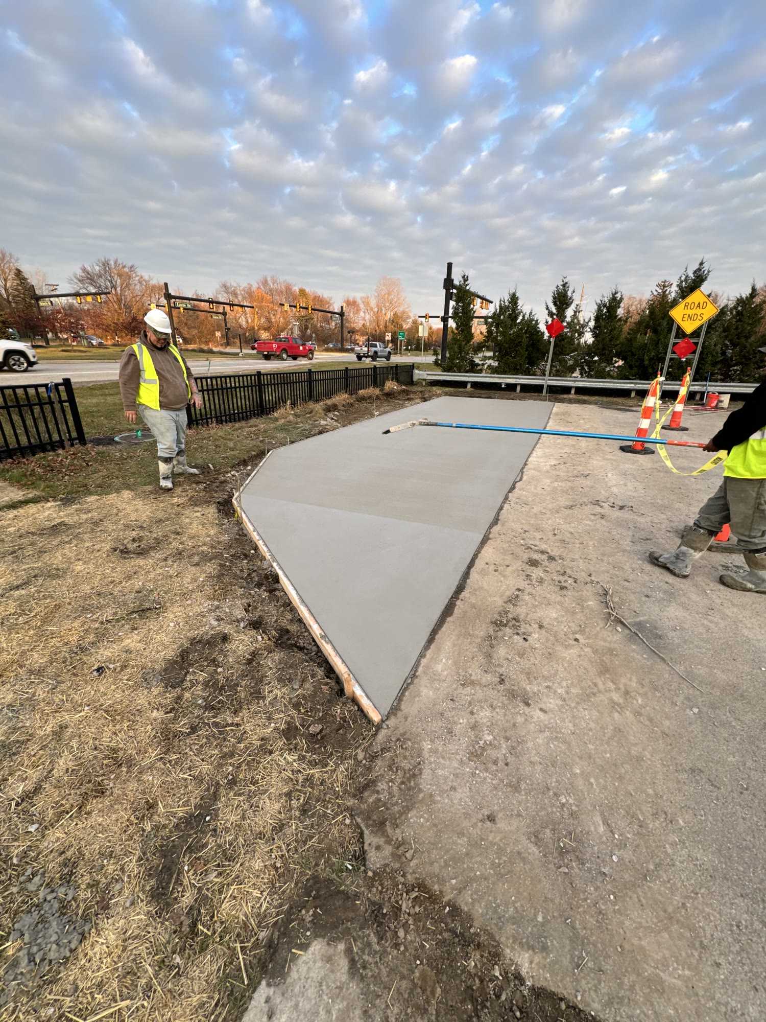 Prime crew placing and finishing concrete